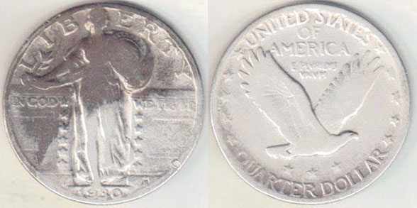 1930 USA silver Quarter Dollar A003050